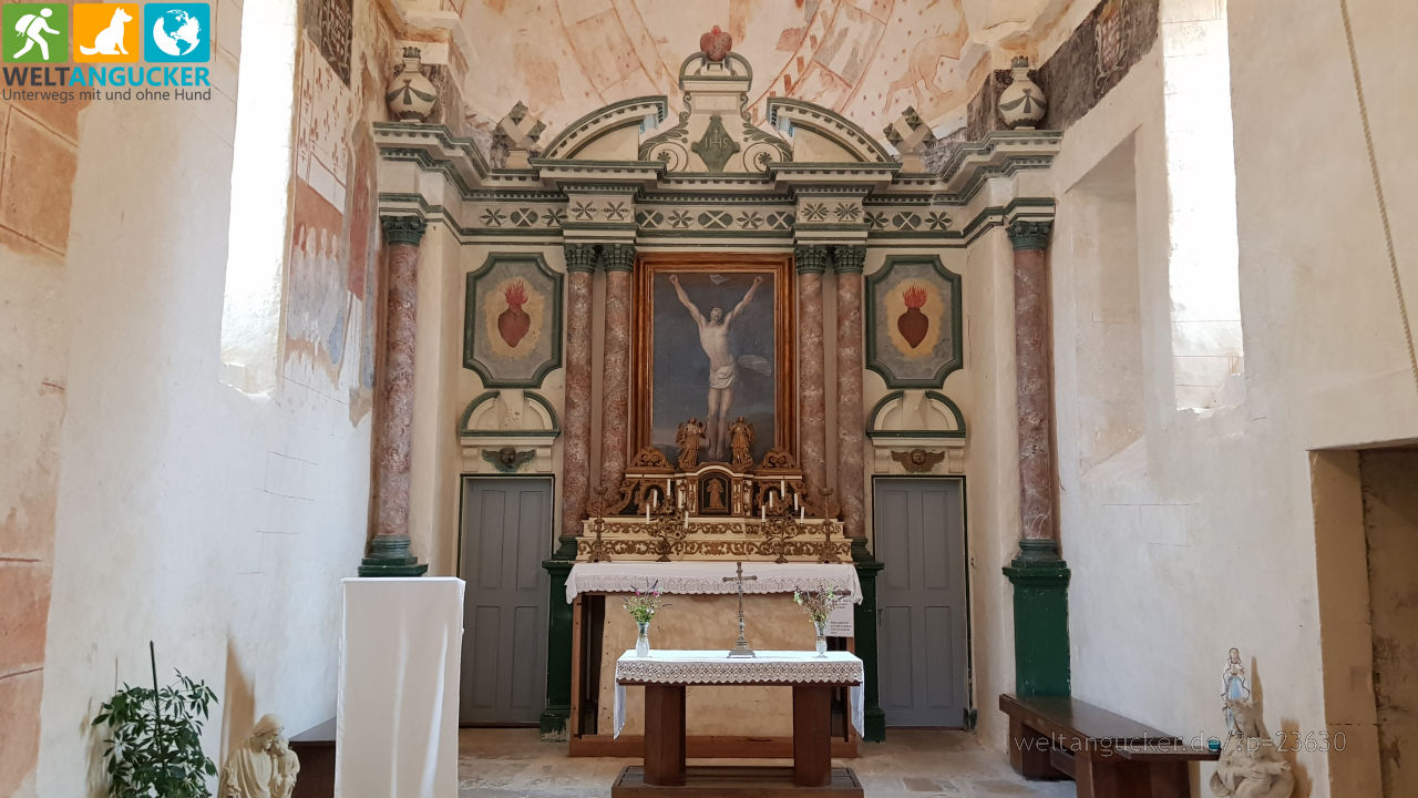 Altarbild in der Église Saint-Léger in Champagné-le-Sec (Vienne, Nouvelle Aquitaine, Frankreich)