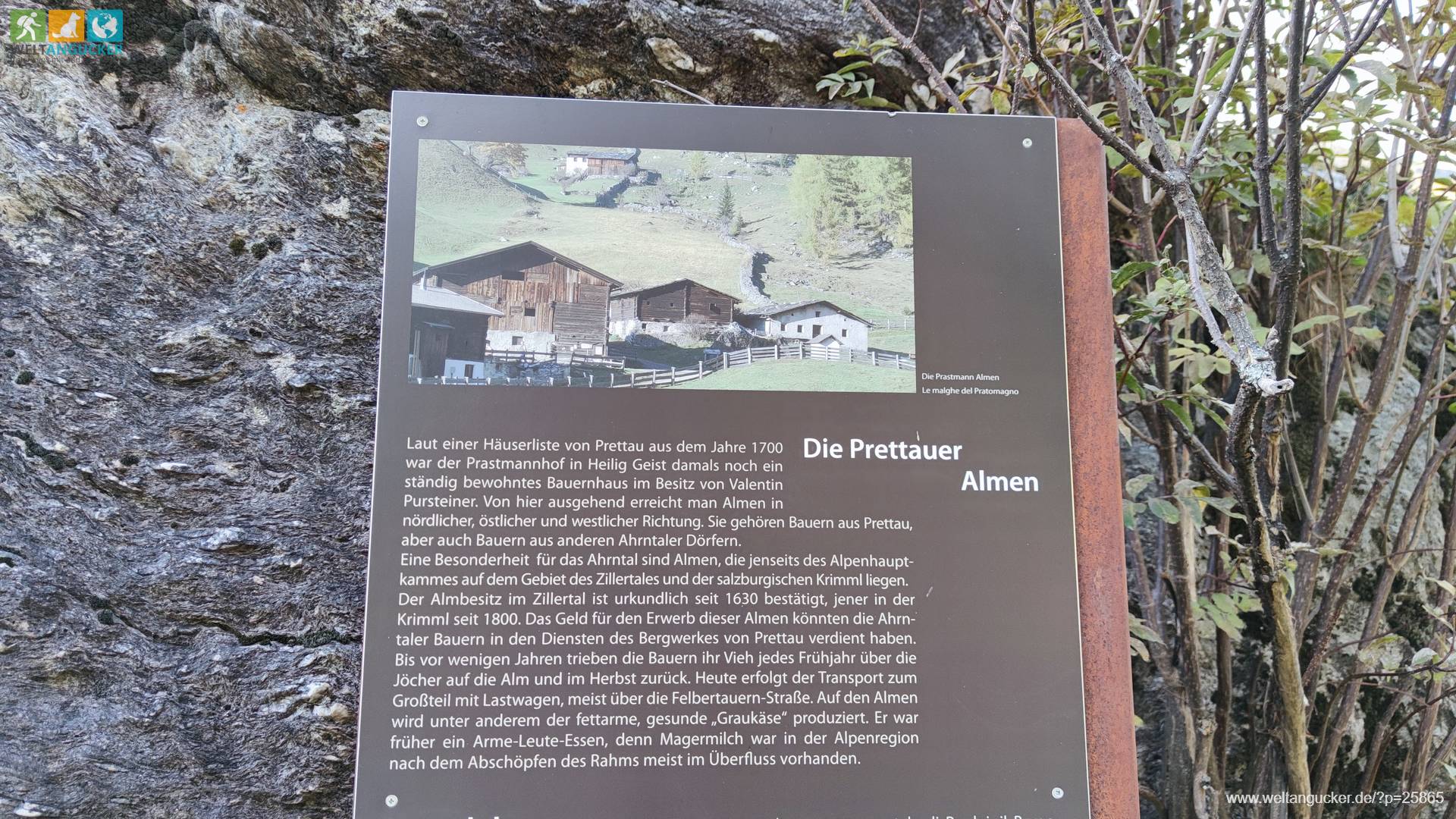 Kasern: Infotafel zu den Prettauer Almen im Naturpark Rieserferner-Ahrn