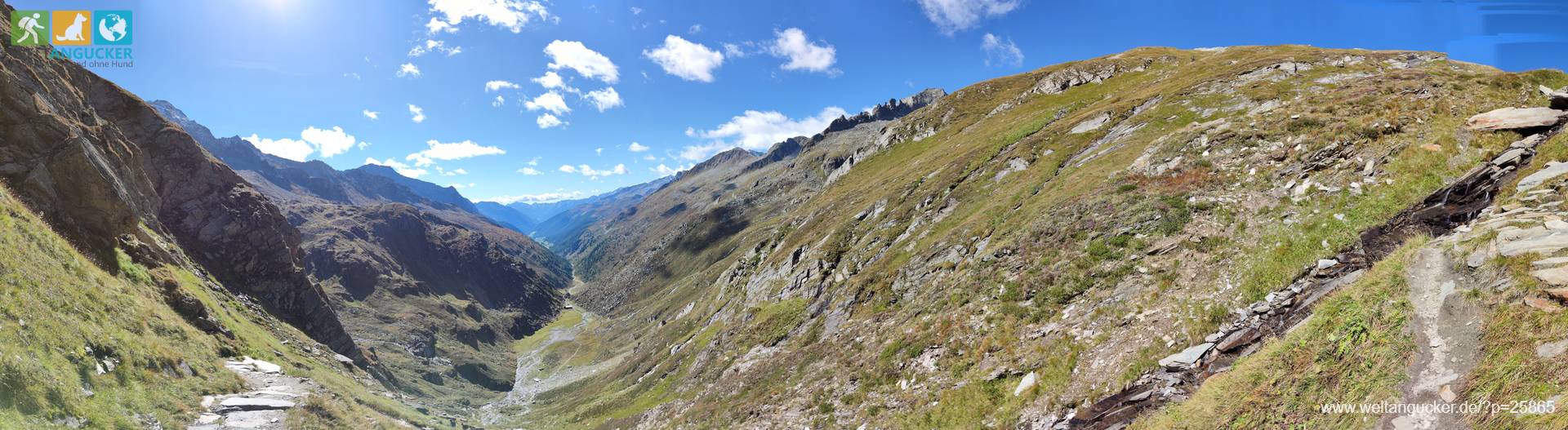 Kasern: Panoramablick vom Aufstieg zur Birnlückenhütte über den Naturpark Rieserferner-Ahrn