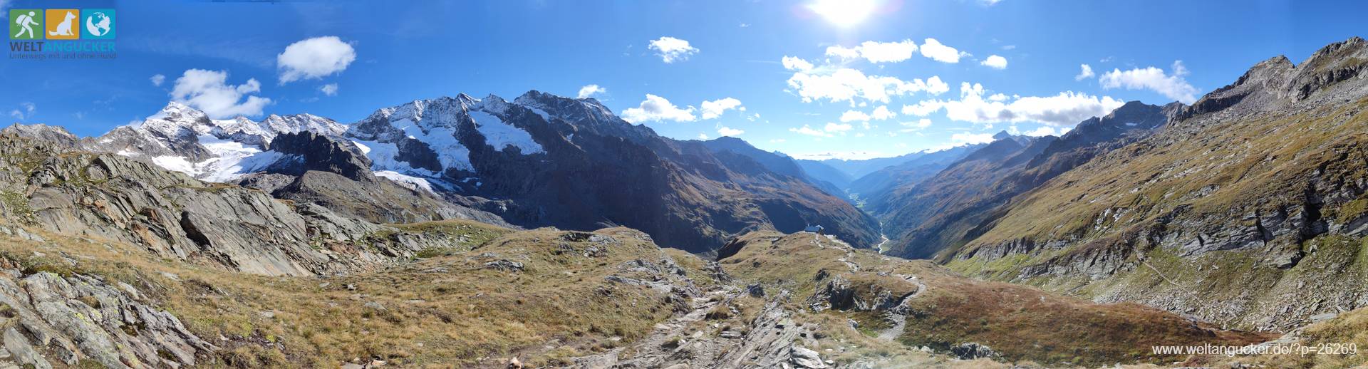 Blick von der Birnlücke ins Ahrntal im Naturpark Rieserferner-Ahrn