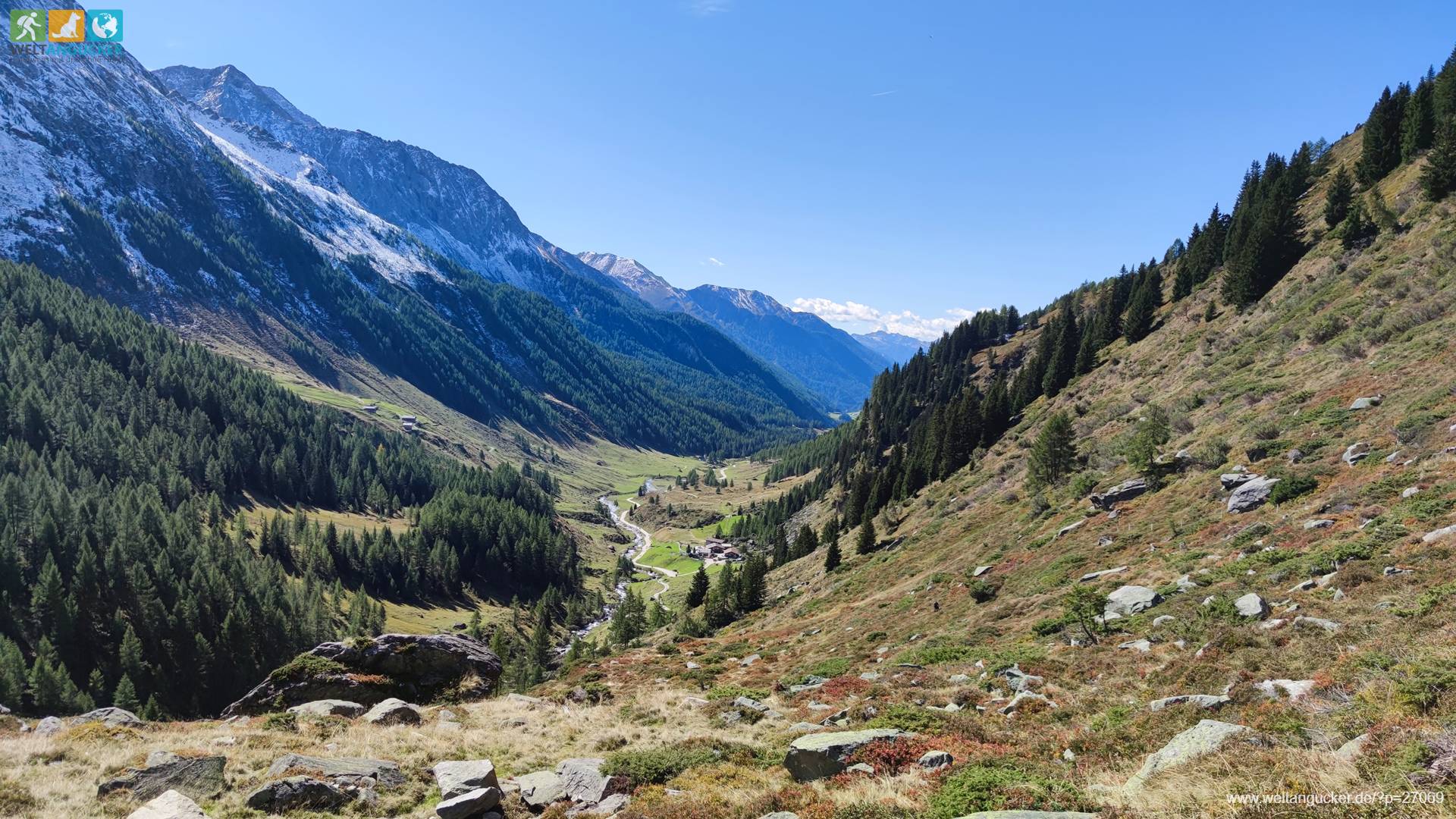 5/7 - Blick ins Ahrntal vom Krimmler Tauernweg im Südtiroler Naturpark Rieserferner-Ahrn