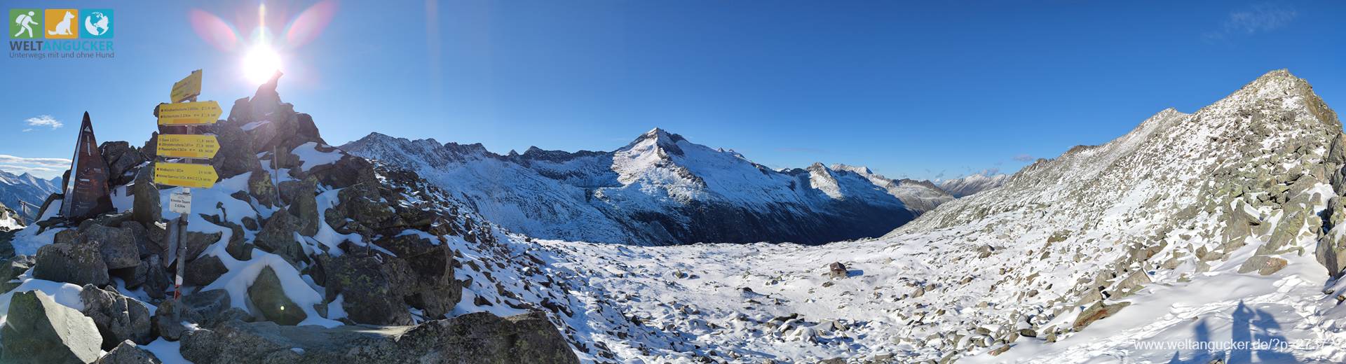 Panoramablick vom Krimmler Tauern Pass in den österreichischen Nationalpark Hohe Tauern